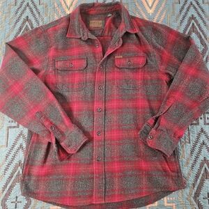 Orvis Red and Gray Plaid Flannel Shirt‎